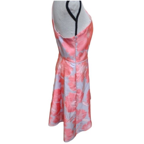 Adrianna Papell Coral Floral Jacquard Midi One Shoulder Size 6 NWT MSRP $229 - Picture 4 of 16